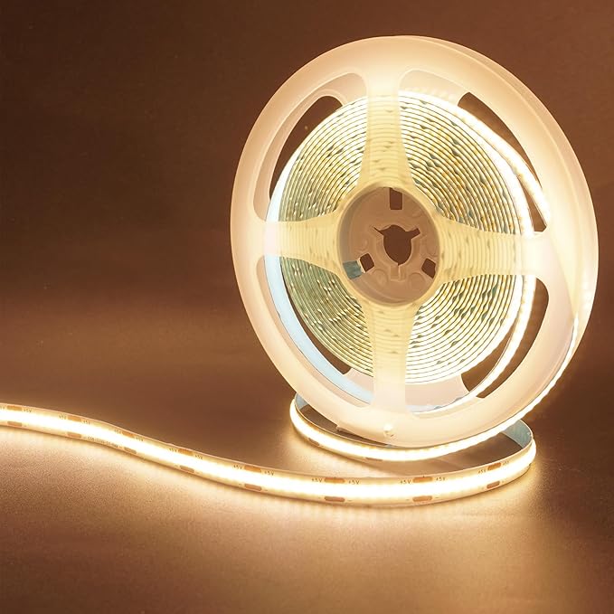 5V USB COB LED Strip Lights with Remote Dimmable Switch 2packs,16.4FT/5M,Warm White 3000K,320LEDs/M,8mm Width,Not Waterproof IP20,1.5M USB Switch Cable,for DIY Home Indoor Decoration