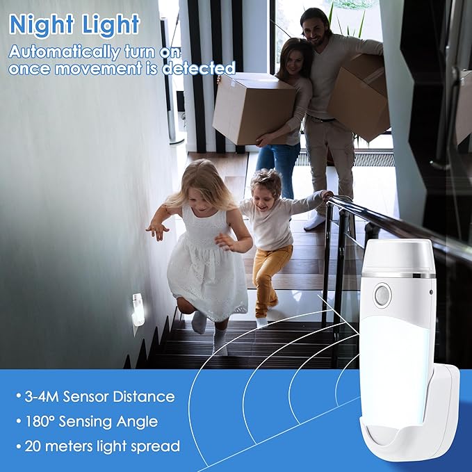 Enhon 4 Pack 4 in 1 LED Rechargeable Plug in Flashlights, LED Emergency Lights Plug in Power Outage Light with Motion Detection for Stairs, Hallway