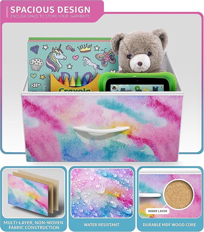 Sorbus Dresser Storage Tower, Organizer Drawers for Closet Boys & Girls Bedroom, Bedside Furniture, Chest for Home, College Dorm, Steel Frame, Wood Top, Tie-dye Fabric Bins (4-Drawer, Pastel Tie-dye)