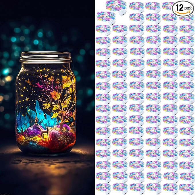 ZGWJ Fairy Lights Battery Operated, 100 Pack Twinkle String Lights 20 LED 7FT 3 Lighting Modes for Bedroom Decor, Easter, Halloween, Christmas, Party Indoor and Outdoor Decoration Colorful