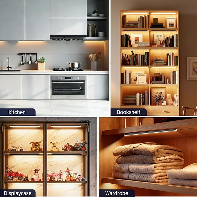 VST Under Cabinet Lighting 6 Pack, Smart LED Light Bars 2700K-6500K Dimmable, App & Voice Control for Google Home & Alexa, Remote & Hand Wave, Seamless Linkable 12V Plug-in for Kitchen, Closet, Shelf