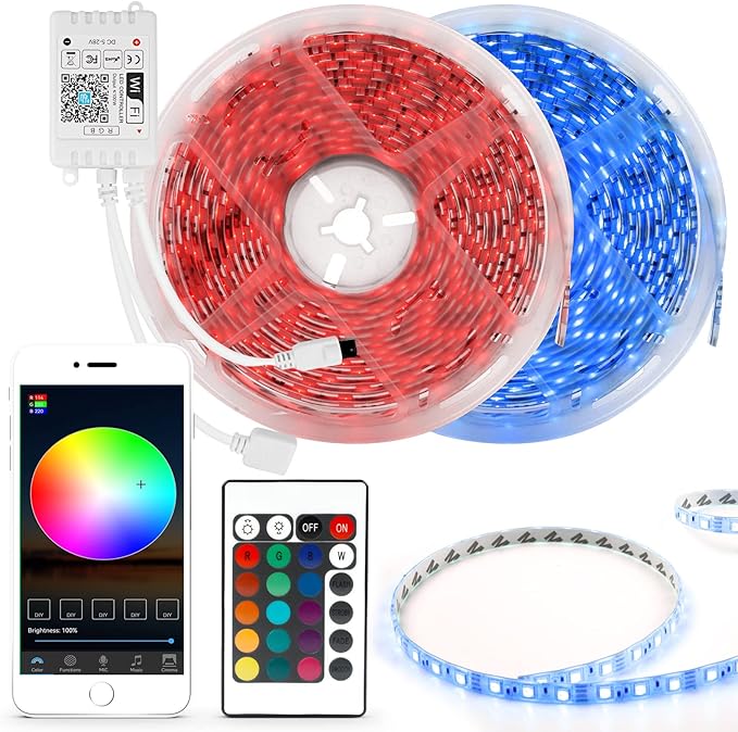 RGBZONE 4PIN WiFi RGB LED Controller, 2-Ports Smart LED Light Strip Controller, DC 5V/12V/24V for SMD 5050 3528 5630 Strip Lights, Compatible with Alexa Google Assistant IFTTT and Siri
