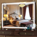 Hasipu Vanity Mirror with Lights, 32" x 24" LED Makeup Mirror, Lighted Makeup Mirror with Dimmable 3 Modes, Touch Screen Control Vanity Mirror Square Black
