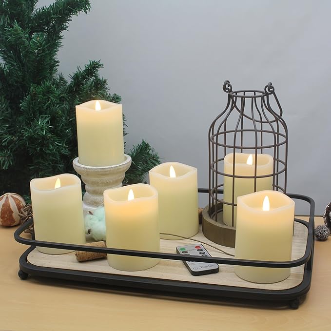 Stonebriar 3 Count Ivory Real Wax 3x4 Flameless LED Pillar Candles with Remote and Timer
