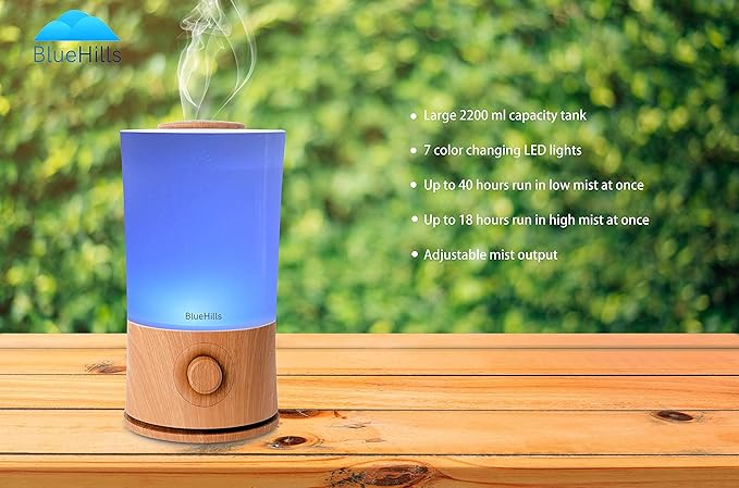 BlueHills Premium Set of Two Large 2000 ML and 4000 ML XL Essential Oil Diffusers Humidifier Combo for Large Room Home with Décor LED Lights Great Gift – Value Pack of Wood Grain.