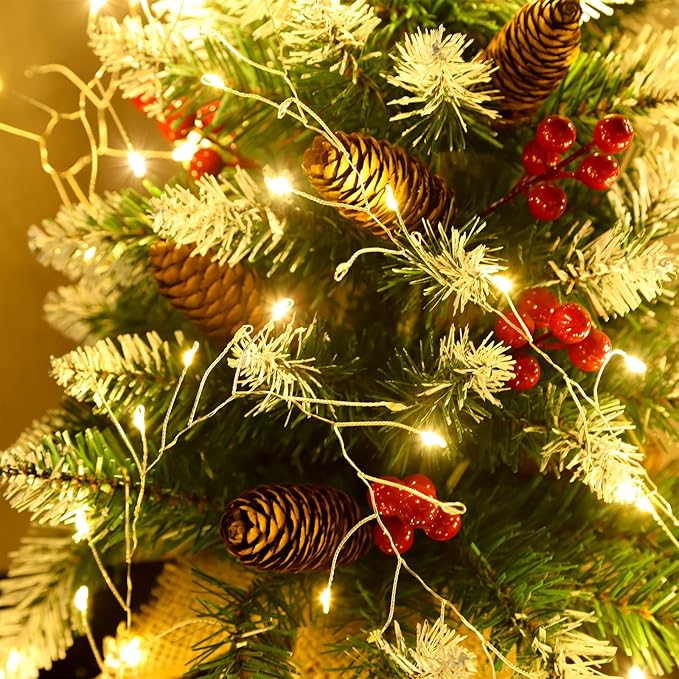 Fairy Lights 10 Feet 200 LEDs Cluster Lights Waterproof Firecracker String Light UL Plug Power Supply with Remote 8 Lighting Modes for Ceiling Bedroom Wreath Wedding Christmas, Warm White