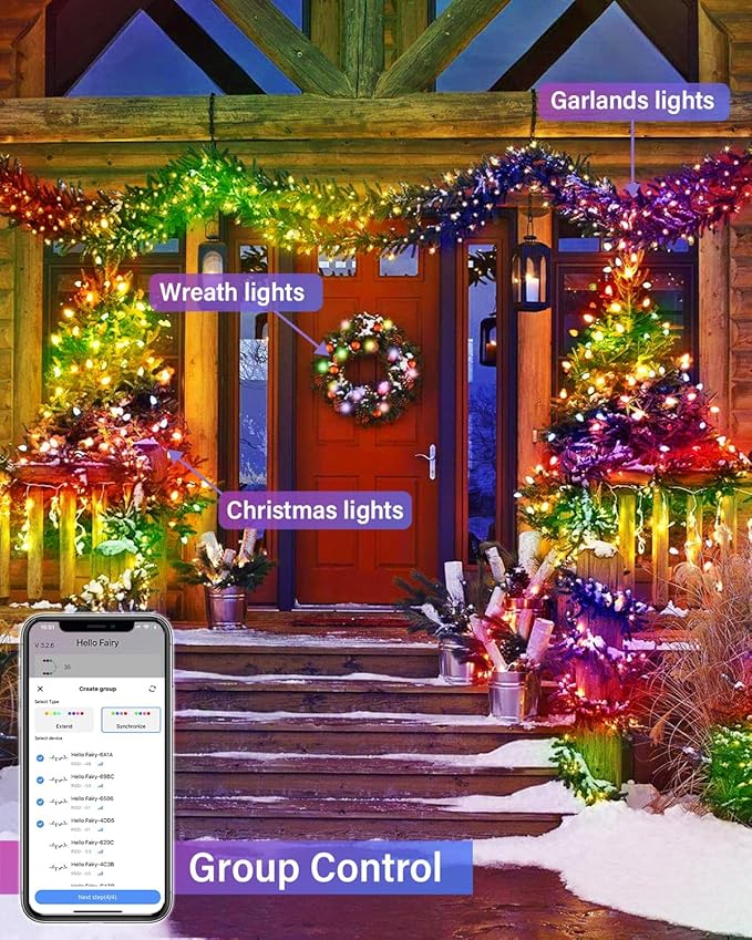 99FT 300Led Smart Christmas String Lights Color Changing, DIY Dynamic Outdoor Tree Lights App Remote Control Music Sync, Group Control Fairy Twinkle Lights for Indoor Xmas Fence Handrails Decorations