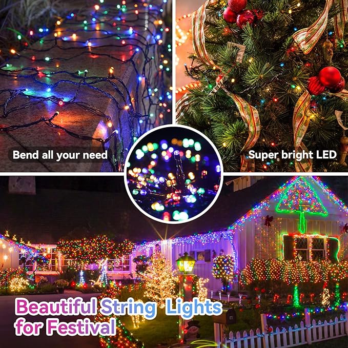 ITICdecor Christmas String Lights 33ft 100 LED Battery Fairy Lights for Indoor Outdoor Waterproof with Remote Control & Timer & 8 Modes Battery Operated String Lights for Xmas Tree Party Garden