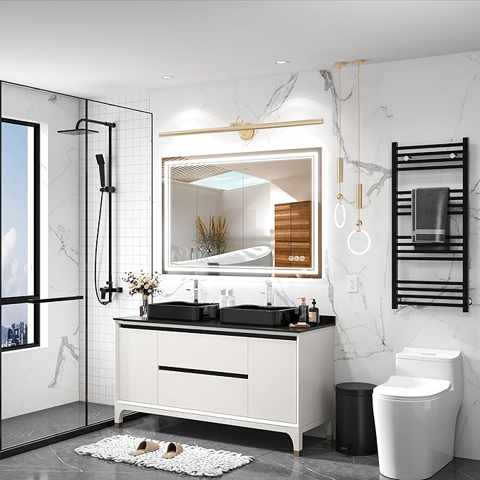 48x36 Inch Led Mirror for Bathroom with Front Light and Backlit, Bathroom Mirror with Led Lights, Vanity Mirror with Lights for Wall, Anti-Fog, Dimmable, Memory Function, Tempered Glass
