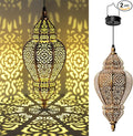 Moroccan Hanging Solar Lights Outdoor Lantern Bidirectional Availabili Garden Decor Waterproof Plastic Gold Decorations for Patio Pathway Yard Backyard Solar Powered Garden Decorative (2, gold)