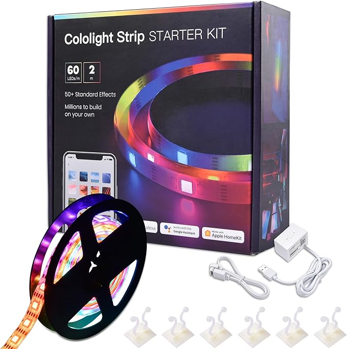 Yescom APP Control LED Strip Light 6.6ft Music Sync Color Changing WiFi Smart 120 LEDs Ambient Lamp Compatible with Alexa & Google Assistant for Bedroom Gaming Room
