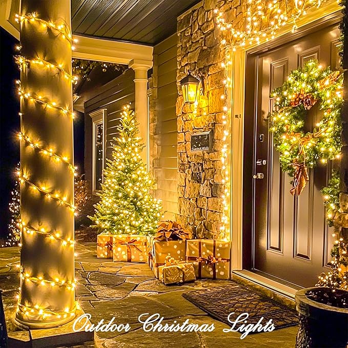 JMEXSUSS 1000 LED Warm White Christmas String Lights with Remote, 8 Modes Plug-in for Indoor Outdoor Bedroom Garden Yards Thanksgiving Party Holiday Wedding Decor