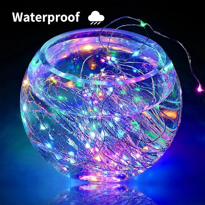 2 Pack Solar Fairy Lights Outdoor, 33 Feet 100 LEDs 8 Modes String Lights for Outside, Waterproof Solar Outdoor Light for Patio Yard Christmas Tree Halloween Wedding Party Decorations, Colorful