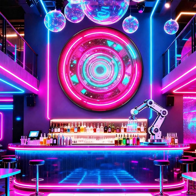 DAJIAYIQI LED Light Decor Wall Art, 3D Wall Sculpture Decoration with Aluminum Frame, Full-screen LED Illuminated Panel, Technological Glowing Wall Art for Bars Hotels E-sports Room(D,50cm)