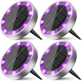 Peasur Solar Ground Lights Outdoor, 4 Pack Flat Solar Powered Disc Lights, IP68 Waterproof, Anti-Rust, Landscape Lighting for Pathway Garden Yard Lawn Walkway Landscape Driveway, Purple