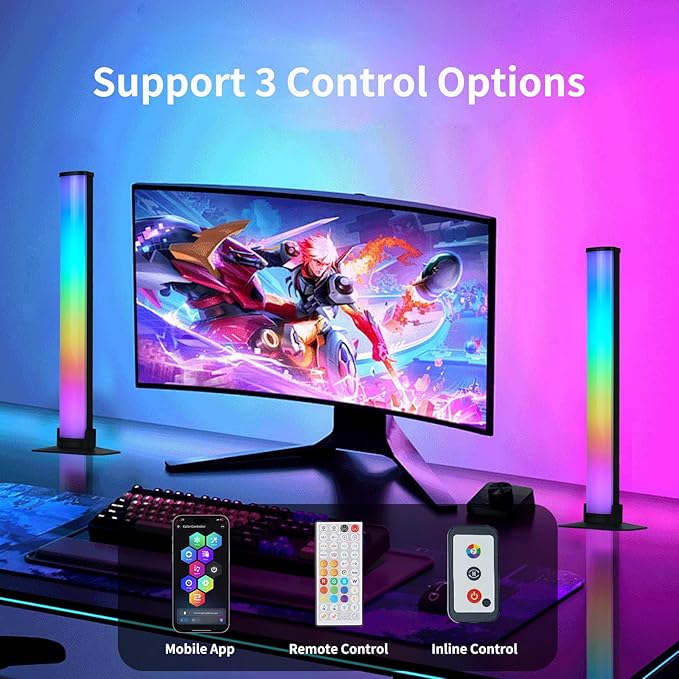 LED Light Bar, 12 Inch Smart RGB Gaming Strip, 16 Million Colors with Music Sync, USB Powered Wall Lighting for Room, TV, PC Decoration