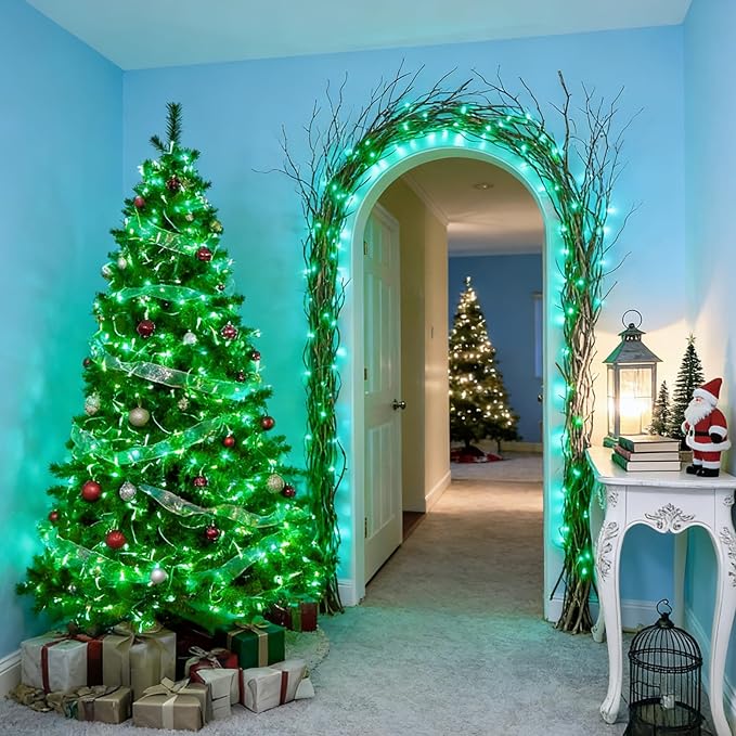 LAMPHOME 200 LED 66FT Green St Patricks Day String Lights, Christmas Fairy Lights with 16 Lighting Modes, String Mini Light Plug in for Indoor Outdoor Tree Garden Wedding Party Decoration