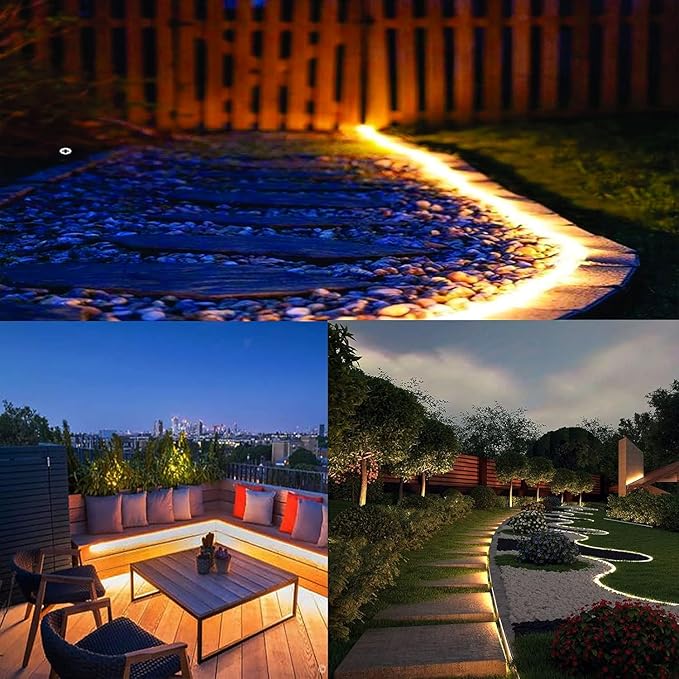 110V Warm White Led Strip Lights Outdoor 20ft 3000K Led Rope Lights Indoor Waterproof Flexible Cuttable Connectable with UL Listed Power Supply for Home Bedroom Garden Decoration