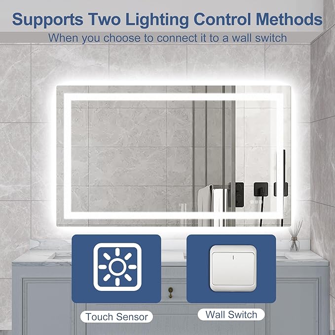 STARLEAD 40"x28" Bluetooth LED Bathroom Mirror with Dimmable Lighting, 3 Color Temperature, Anti-Fog, Touch Control, Wall Mounted Vanity Mirror for Daily Routines