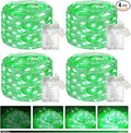 btfarm 4 Pack St Patrick’s Day Green Fairy Lights Battery Operated with Timer, 16FT 50 LED Silver Wire Twinkle String Lights 8 Modes Dimmable Waterproof for Christmas Bedroom Party Decorations, Green