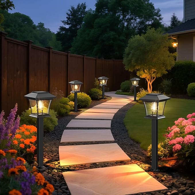 Sparkblaze 10 Pack Solar Pathway Lights Outdoor, LED Solar Yard Lights Dusk to Dawn Solar Garden Lights for Lawn, Walkway, Path & Landscape Lighting. (10, Warm White)