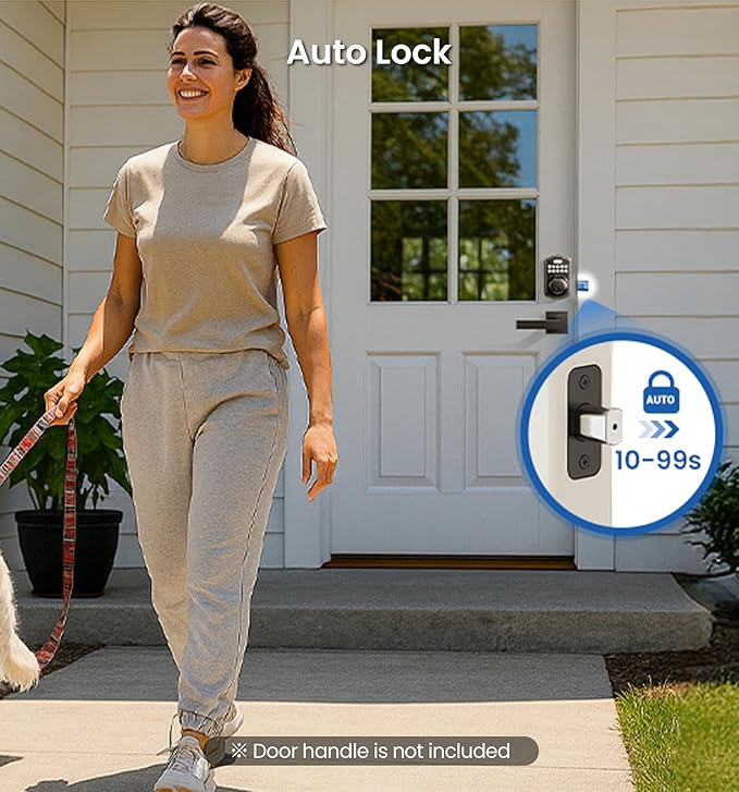 Veise KS02A Fingerprint Keyless Entry Door Lock, Auto Lock, Electronic Keypad Deadbolt for Front Door, Biometric, Anti-Peeping Password, Easy Install, Oil Rubbed Bronze