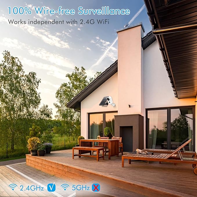 Solar security cameras wireless outdoor, Battery Powered WiFi IP Cameras for Home Security with Night Vision, PIR Motion Detection Alert, 2-way Talk, IP65 Waterproof Live View Dome Surveillance Camera