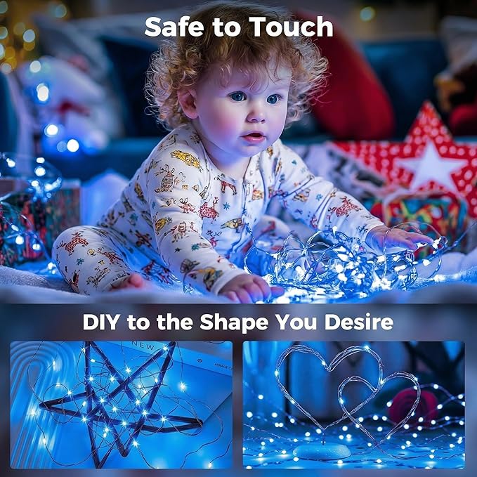 btfarm Fairy Lights Plug in with Remote, 33FT 100 LED Outdoor Twinkle Lights Waterproof with Timer, 8 Modes Indoor String Lights for Bedroom Patio Garden Wedding Christmas Decoration, Blue