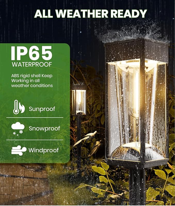 Solar Pathway Lights Outdoor,Bright Solar Lights for Outside, Waterproof Auto On/Off Garden Lights Solar Powered Landscape Lights for Yard Walkway Driveway Lawn (Warm&Cool, 12 Pack)