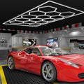 MODERN Hexagon LED Light: 14-Grid Honeycomb System with Border, 720W 86400LM 6500K Daylight for Garage, Car Detailing & Exhibition Hall Lighting