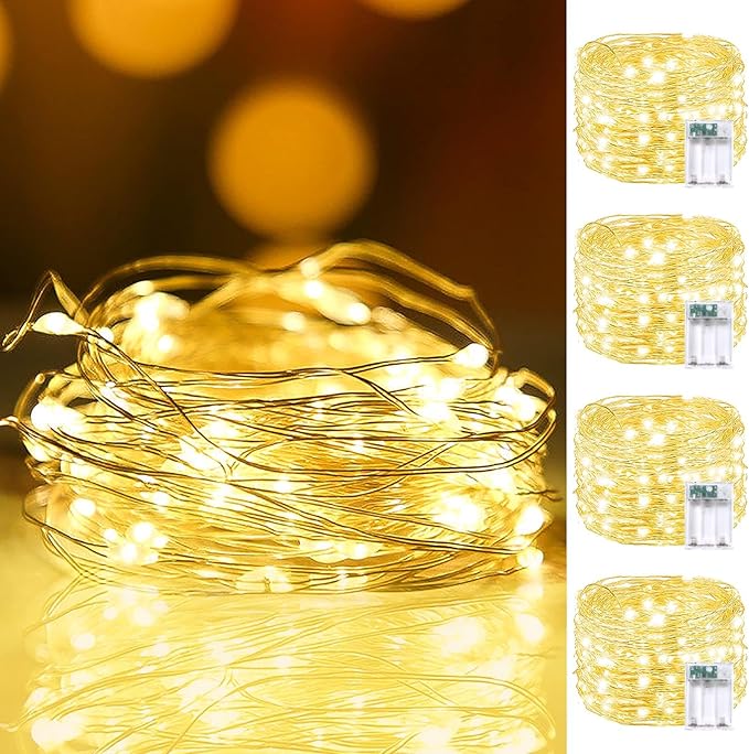 6 Pack Total 120FT 360LED Fairy Lights Battery Operated with Rmote, Waterproof Twinkle Lights with Timer Indoor Outdoor, Cuttable String Light for Bedroom, Classroom, Wedding, DIY, Christmas Decor