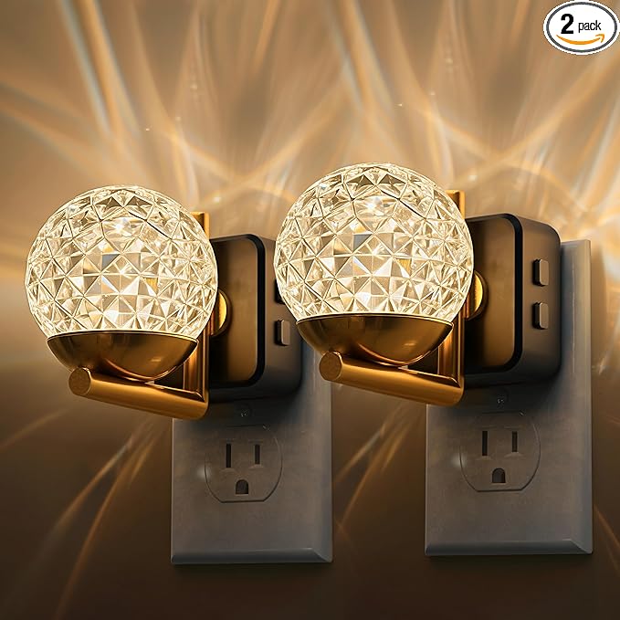 L LOHAS LED Night Lights Plug Into Wall 2 Pack,Dusk to Dawn Sensor,10-Color RGB Dimmable Night Light, 180°Rotating Plug in Night Light for Bathroom, Hallway, Bedroom, Stairway