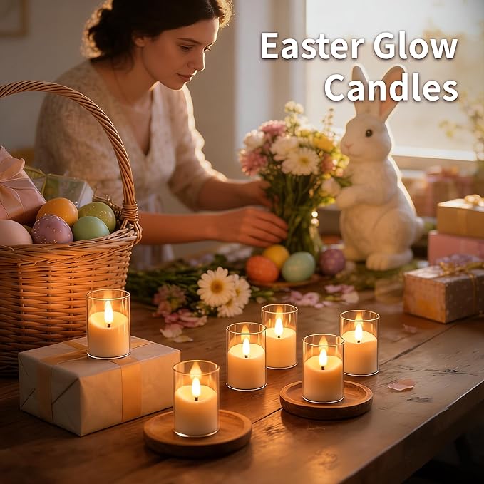 Rechargeable Flameless Candles with Timer Remote, 1.7"x2.6" Clear Acrylic LED Tea Lights Candles，Small Votive Electric LED Candles for Home Aniversary Wedding Holiday Decor(6 Pack)