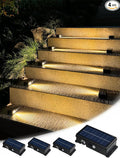 Solar Step Lights Outdoor Waterproof Motion Sensor Solar Stair Lights 5 Modes for Stair, Step, Outside, Deck, Walkway, Pathway Warm White 4 Pack