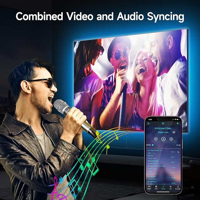 TV LED Backlight, 16.4ft RGB LED Lights for 55-70 Inch TVs, Bluetooth APP Control, USB Powered for Bedroom