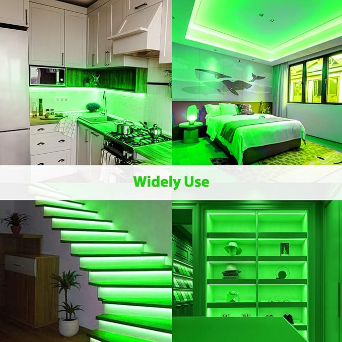 Lamomo LED Neon Lights, 16.4ft Green LED Strip Light, 12V 0.39In/Cut Silicone Waterproof Neon Rope Light, DIY Neon Sign for Bedroom Indoor Outdoor Decoration（Power Adapter not Included）
