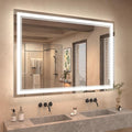 OKPAL 50x40 LED Bathroom Mirror with Lights, Anti-Fog Lighted Bathroom Mirror, Dimmable Lighted Mirrors for Bathroom Wall, LED Vanity Mirror, Shatterproof, ETL Listed, Horizontal/Vertical
