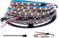 WS2812b Individually Addressable led Strip Light Programmable Dream Color SMD 5050 RGB Pixel Strip Rope Light DC5V (16.4FT 300LEDS Waterproof IP65, Black PCB)