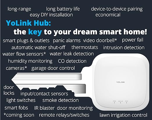 YoLink X3 version Temperature & Humidity Sensor, Supports App Real-Time Data Refresh, Alexa, IFTTT, Home Assistant Integration - YoLink Hub Included