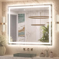 Keonjinn 42 x 36 Inch LED Bathroom Mirror with Lights, Bighter Frontlit & Backlit Vanity Mirror with Stepless Dimmable 3-Color, Anti-Fog Mirror for Wall, HD Tempered Glass, Memory Founction, CR90+
