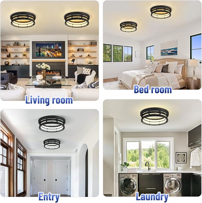 ZHU YAN LED Flush Mount Ceiling Light Fixture,Modern Hallway Light Fixtures Ceiling,3 Color Selectable Ceiling Lamp for Kitchen Hallway Entry Bedroom (1 Pack)