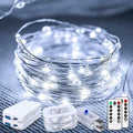 50LED Fairy Lights USB & Battery Powered 2Pack, 16FT White Fairy String Lights with 8 Modes & Timer, Cuttable Copper Wire Waterproof Twinkle Light Indoor Outdoor for Bedroom Wedding Christmas Decor