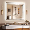 40x30 Inch LED Lighted Bathroom Mirror - Anti-Fog Vanity Mirror with Dimmable Front & Backlit, 3 Color Temp, Smart Memory - Shatterproof HD Glass, IP54 Waterproof Wall Mounted for Makeup Shaving