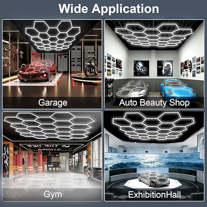 MODERN 22-Grid Hexagon LED Garage Lights, 89640 Lumens 6500K, Octagon Honeycomb Design for Garage, Workshop, Gym & Warehouse (83-Pack, White)