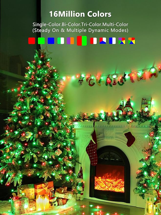 BrizLabs Smart Easter Fairy Lights, 33ft 100 LED Color Changing Christmas Lights Work with Alexa & Google Home, Rainbow Xmas Light Dimmable Pastel Lighting Green Wire for Xmas Halloween Easter Party
