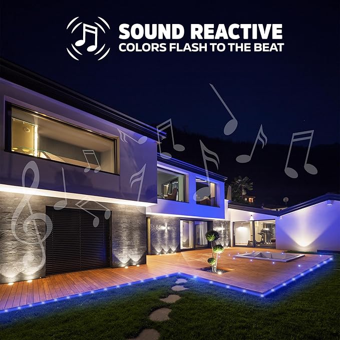 Energizer Smart Indoor & Outdoor RGB+IC+WW LED 50 Foot Light Strip, Sound Reactive, IP65 Waterproof, Remote Access App & Voice Control with Alexa, Siri, Google, Grouping, Scheduling, Wi-Fi No Hub