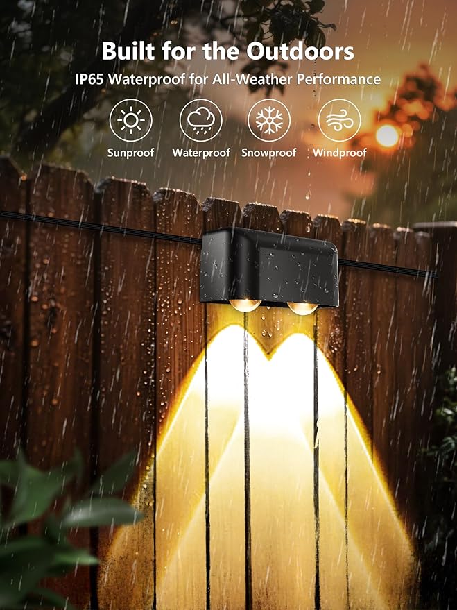 Brizled Smart Fence Lights, RGBCW Outdoor Deck Lights APP & Voice Controlled, Color-Changing Fence Lighting Music Sync Smart Outdoor Light IP65 Waterproof for Christmas Halloween Easter Lighting Decor