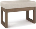 SIMPLIHOME Milltown Small Ottoman Bench - 27 inch Wide Upholstered Tweed Look Fabric Rectangle Footstool Ottoman in Platinum, Contemporary Bench for Bedroom or Entryway with Cushioned Seat, Assembled