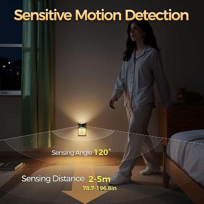 DORESshop LED Night Light[2 Pack], Night Lights Plug into Wall, 3 Color Temperatures Plug in Night Light with Motion Sensor, Dusk to Dawn Sensor, Nightlights for Adults, Bedroom, 3CCT