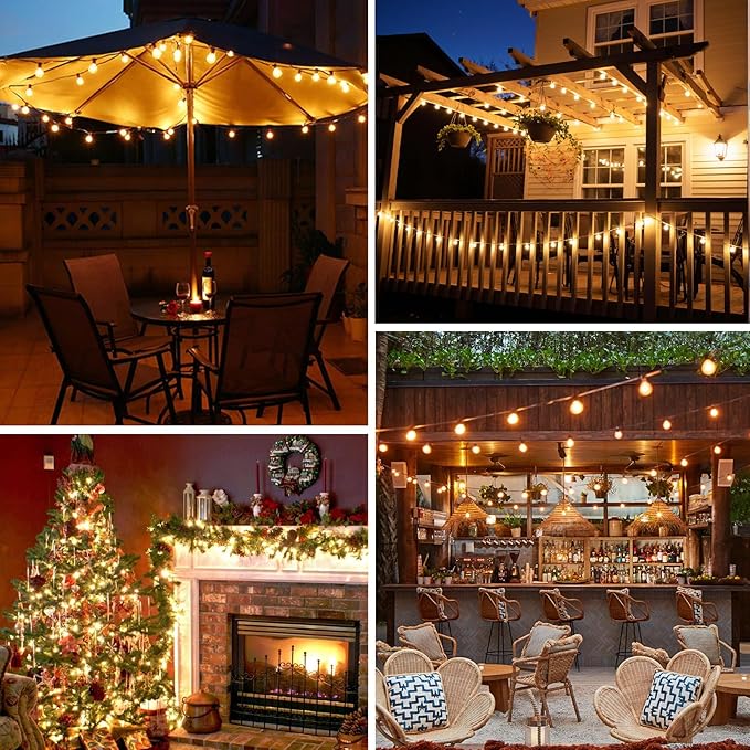 Bosceos 300ft (100ft*3) Outdoor G40 LED Globe String Lights Dimmable Waterproof Shatterproof Light Strings Connectable Commercial Hanging Lights for Christmas Patio House Backyard Balcony Party